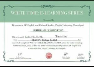 Participation of M.A. English students in a “5 – Day E-learning Series—THE WRITE TIME.