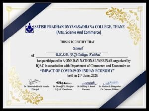 Webinar on “Impact of COVID-19 on Indian Economy”