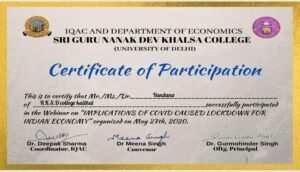 Webinar on “Implications of COVID caused by Lockdown for Indian Economy”