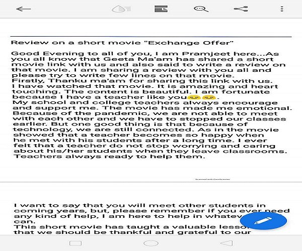 Film-review activity of the short Hindi drama/film ‘Exchange Offer’ by M.K.Raina and Taher Shabbir