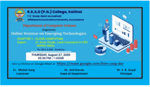 Online Seminar on Emerging Technologies (Chapter 1: Cloud Computing)