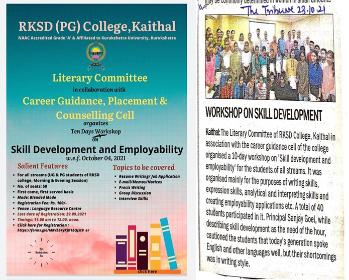 Ten days on Workshop on Skill Development and Employability