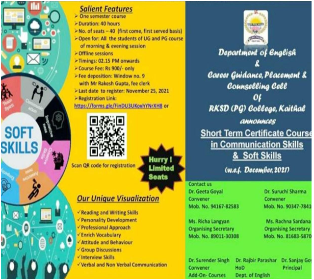 Short Term Certificate Course in Communication Skills and Soft Skills