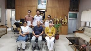 Jaidev, Neeraj and Avneet of B.Sc Final secured first position in the district level quiz competition
