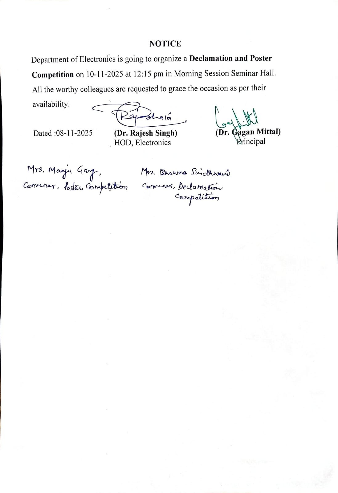 Declamation and poster competition by electronics department